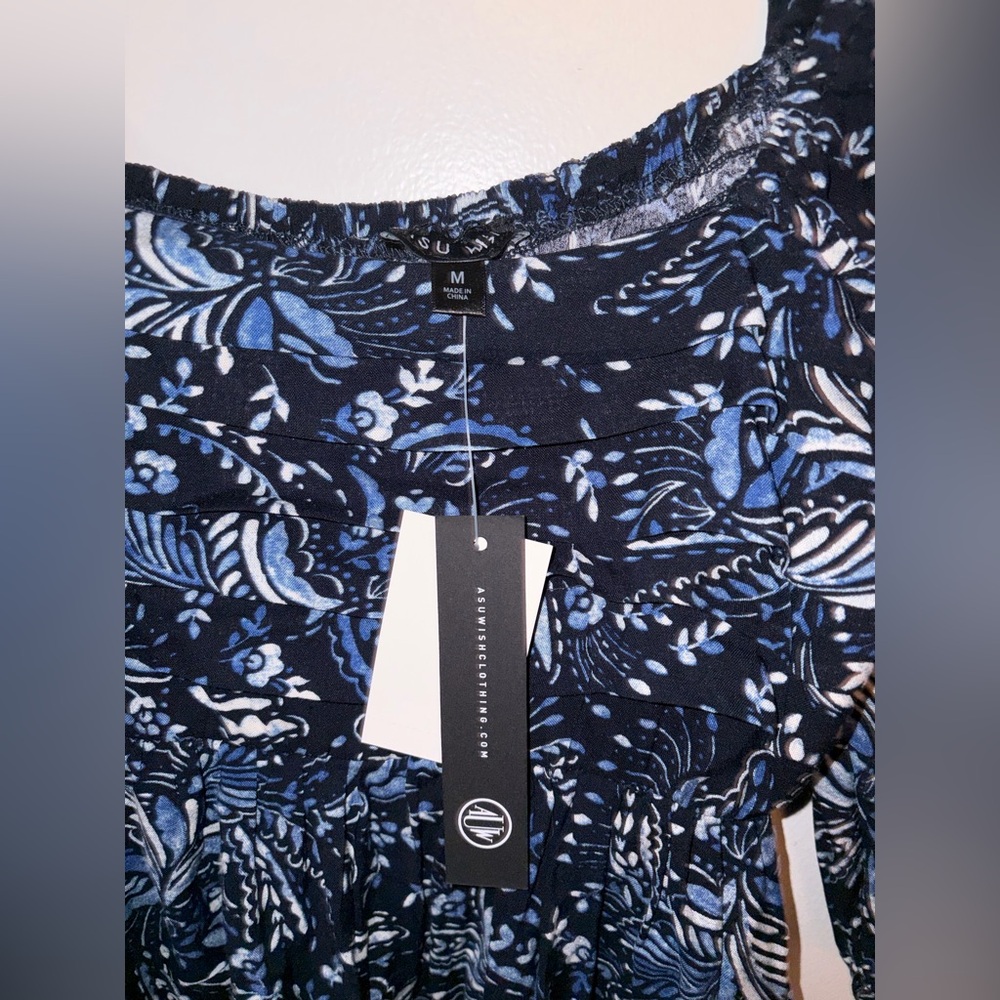 ASU WISH | Women’s Medium | New | NWT | Off Shoulder | Blue | Floral | Dainty - Picture 6 of 15